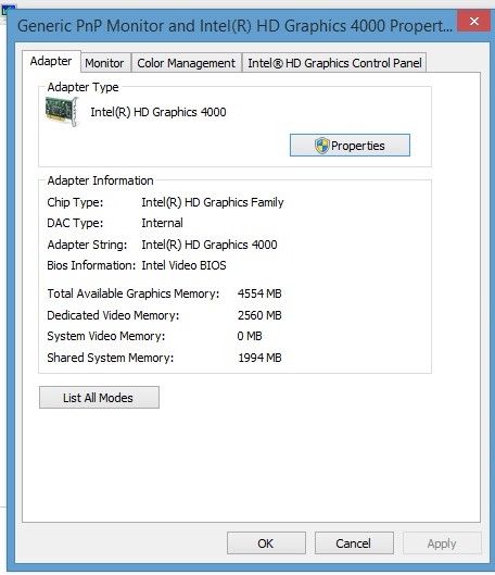 Dedicated Video Memory Reduced From 2560mb To 32mb After Updating To Microsoft Community