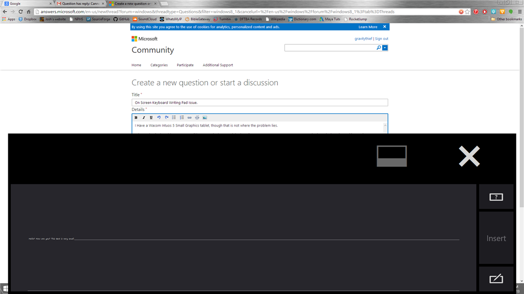 On Screen Keyboard Writing Pad Issue Microsoft Community