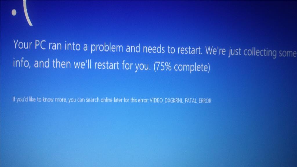 Video_dxgkrnl_Fatal_Error Windows 10. Код остановки Video dxgkrnl Fatal Error Windows 10. You PC Ran into a problem and needs to restart. Video dxgkrnl Fatal Error что делать.