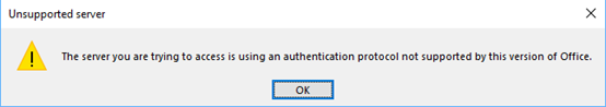 Unsupported server. The server you are trying to access is using an ...