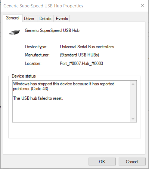 skolde pasta blive irriteret Generic SuperSpeed USB Hub stopped working on Windows 10 - Microsoft  Community