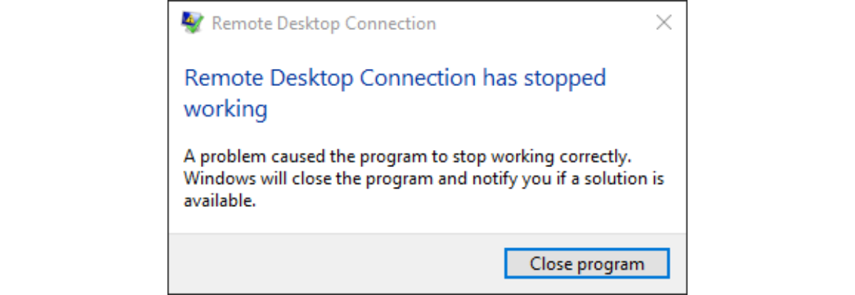 Remote Desktop Connection has stopped working Error - Microsoft Community