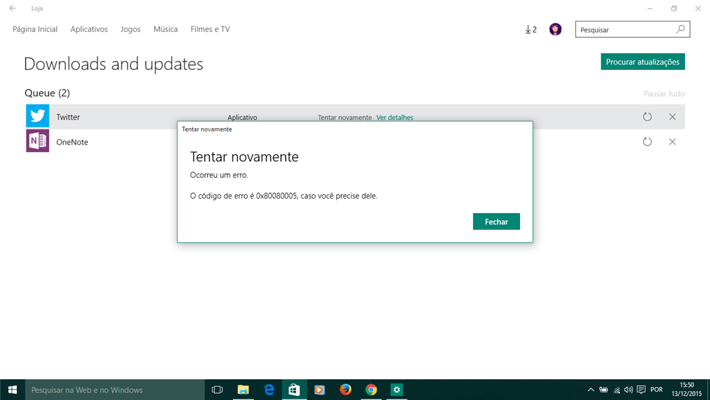 Erro na Windows Store não faz download de aplicativos e jogos - Microsoft  Community