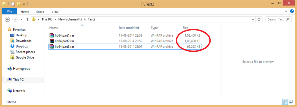 windows explorer file size