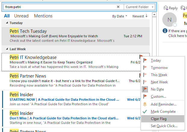 Why Are We Unable To Clear Flags On Messages Within Search View In Microsoft Community