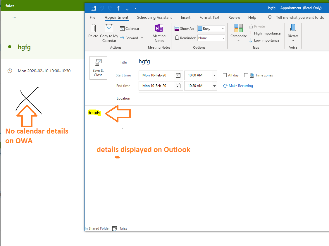 Limited details on Outlook Microsoft Community