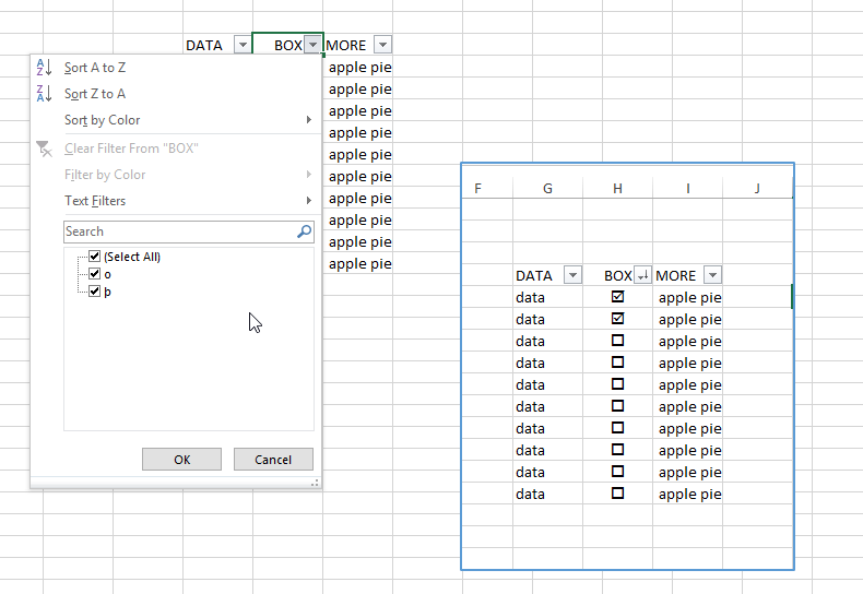 Filter Excel column by check box (checked or unchecked) - Microsoft ...