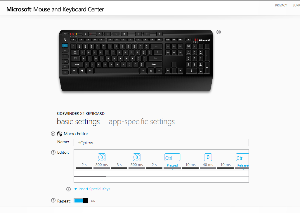 Question with Microsoft Sidewinder x4 timed Macro repeats