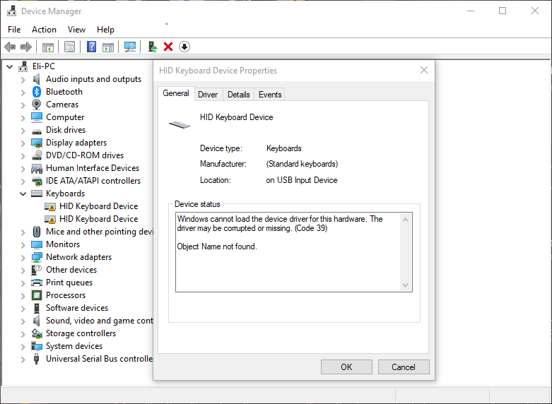 Keyboard Drivers Suddenly Corrupted With Code 39? - Microsoft Community