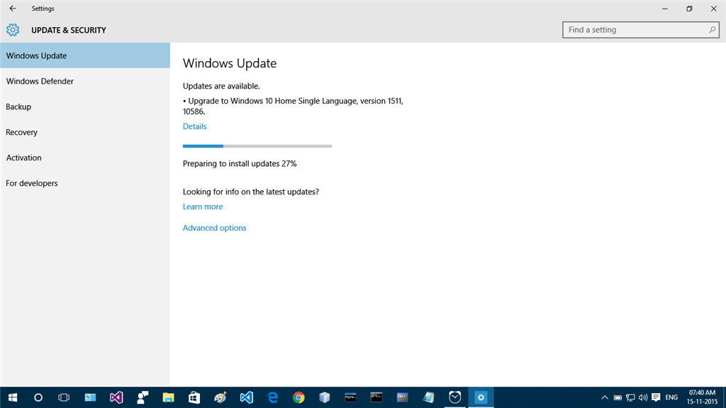 Windows 10 November Update Version 1511 Build 10586, Preparing To -  Microsoft Community
