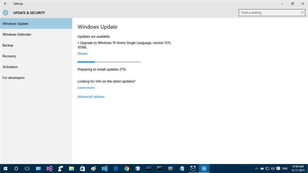 Microsoft Windows 10 Pro 1511 Build 10586