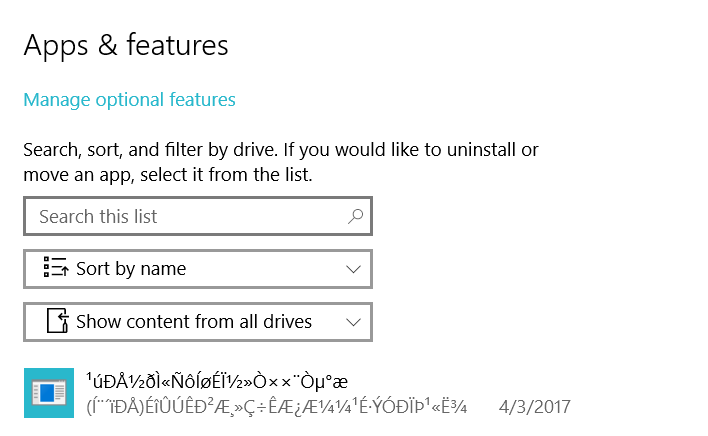 Uninstalled Item Left On Apps Features Windows 10 Microsoft Community