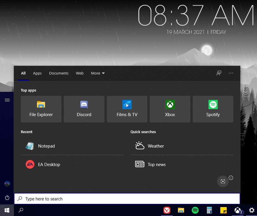 Search menu covering start menu. - Microsoft Community