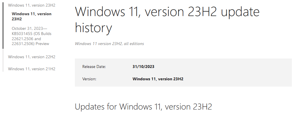 Windows 11 23H2 Build 22631.2506 released to the public