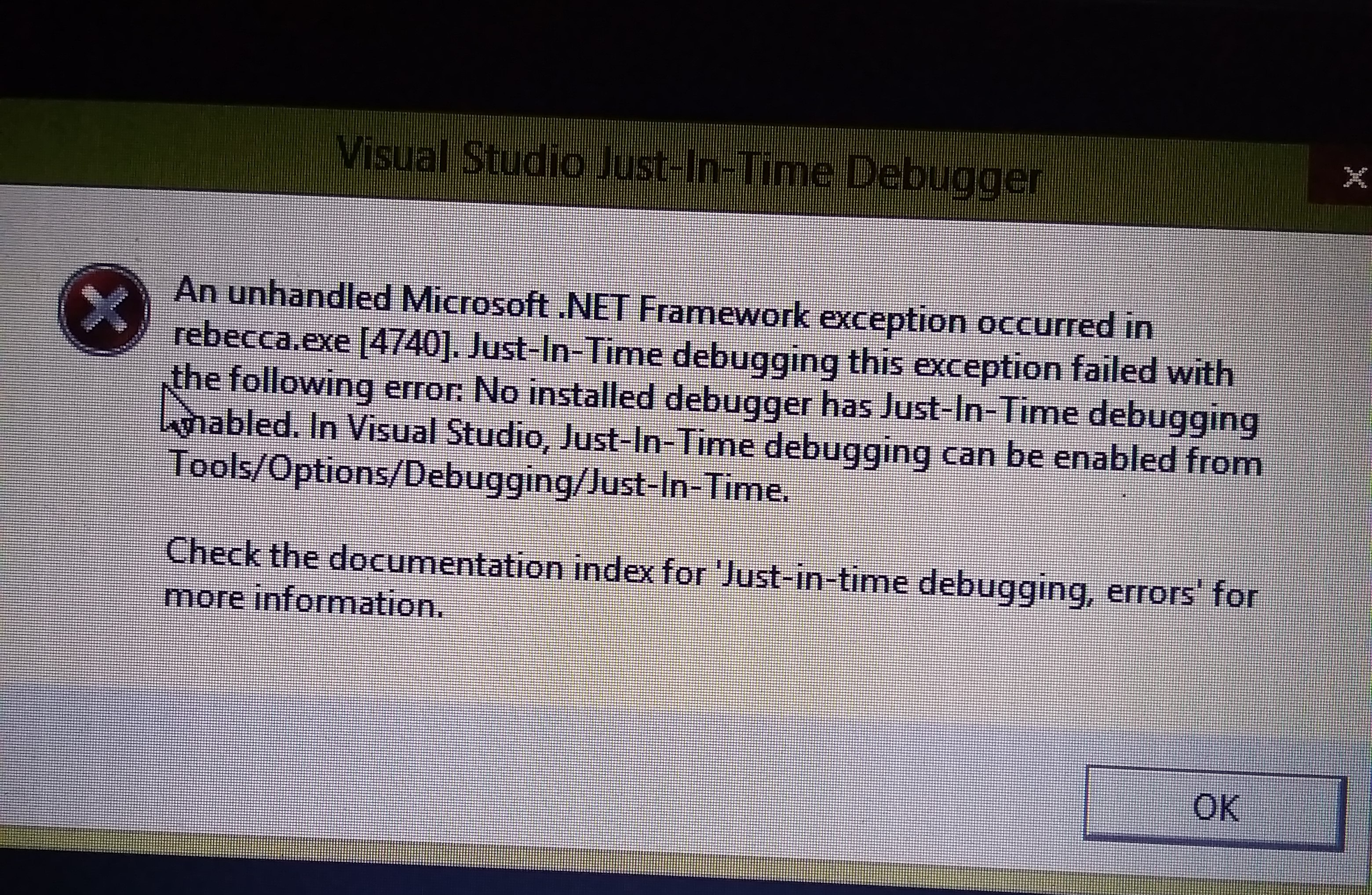 An Unhandled Microsoft .Net Framework Exception Occurred In - Microsoft ...