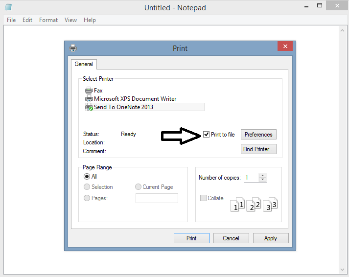 How do I set up "print to file" windows 10 -