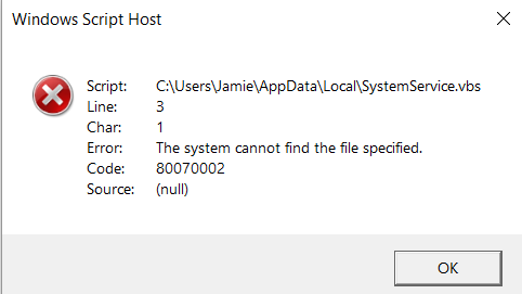 Ошибка windows script host task vbs. Windows script host. WSH.