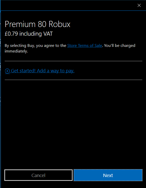 Purchasing Robux Using Microsoft Balance Microsoft Community - roblox app buy robux