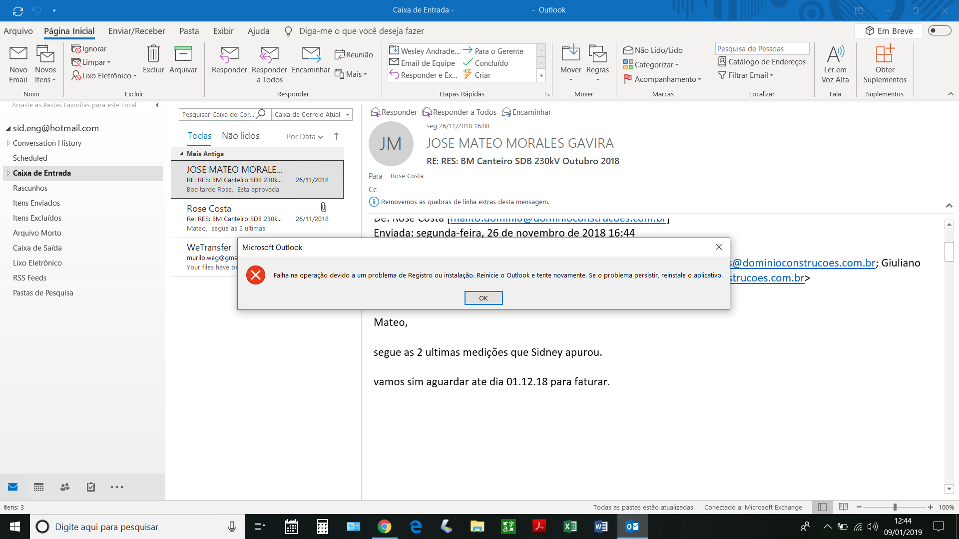 Criar Regras No Outlook 2016 Falha Na Operação Devido A Um