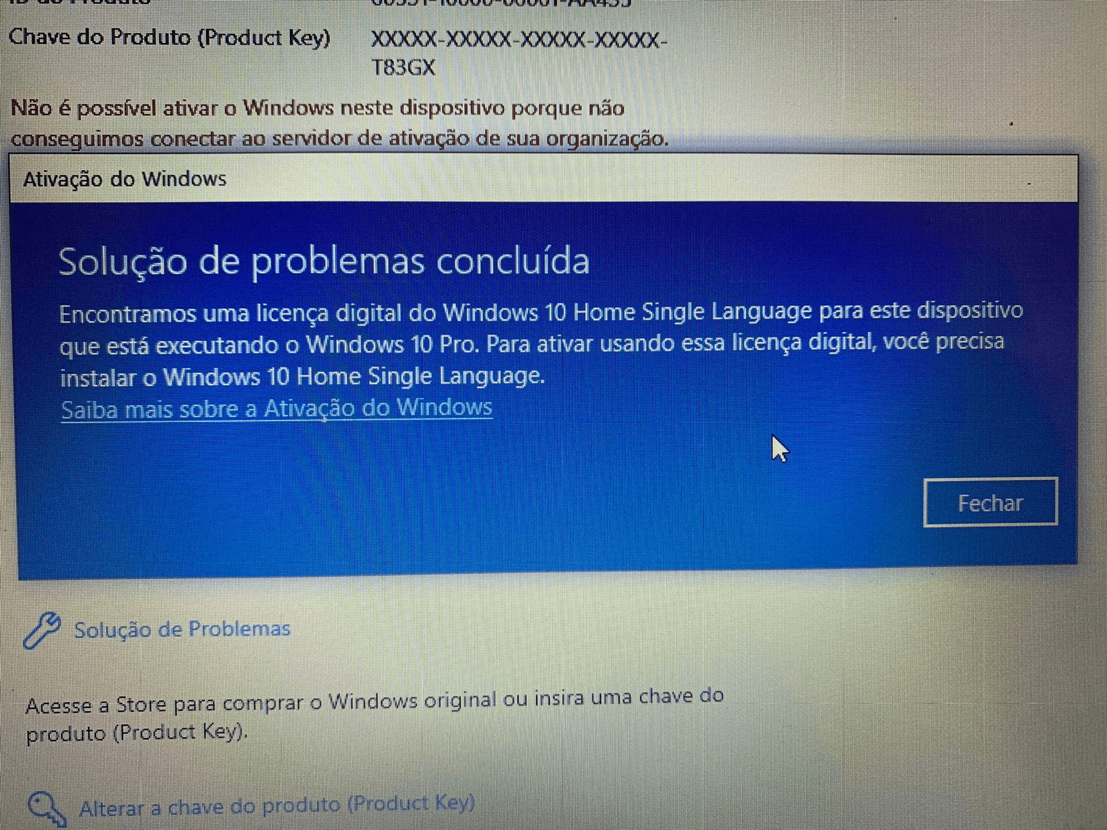 O código de ativação do dispositivo não funciona. - Comunidade