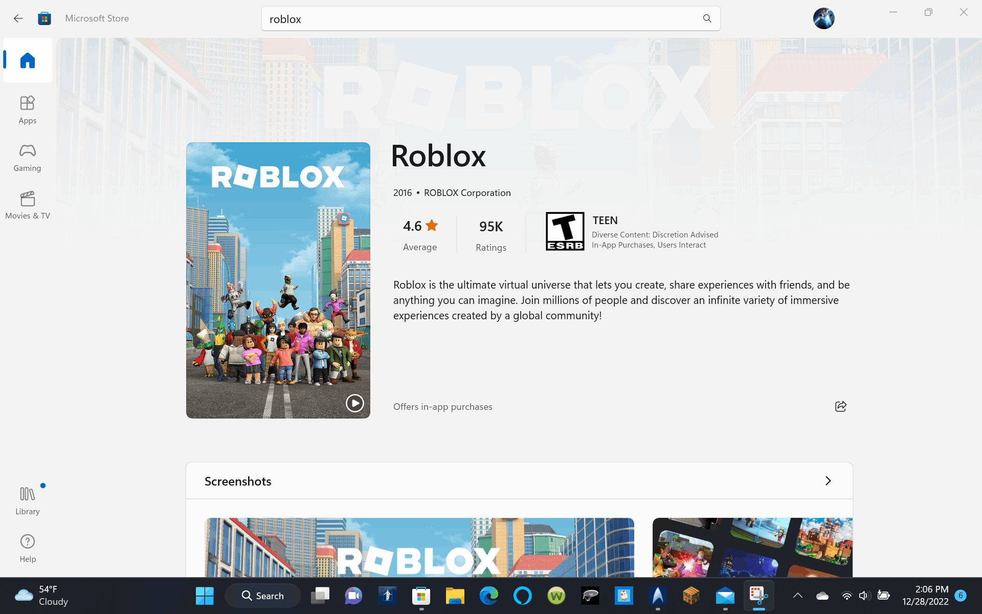 Roblox in Microsoft Store - Microsoft Community