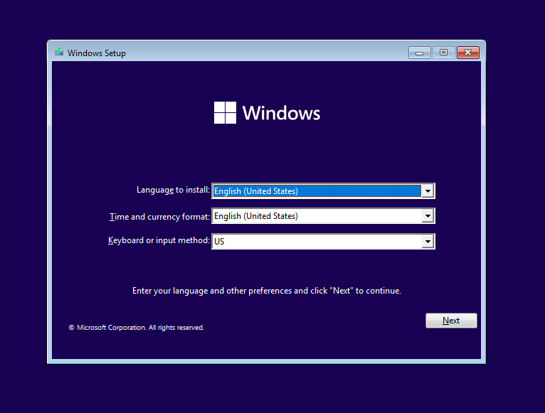 Clé USB d'installation de Windows 11 version 21H2