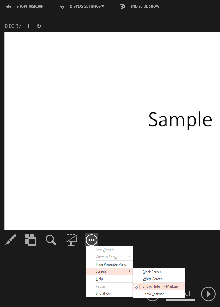 smart ink not working in powerpoint presentation mode