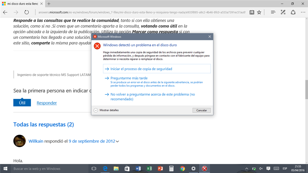 Error: detectó un problema en duro en - Community