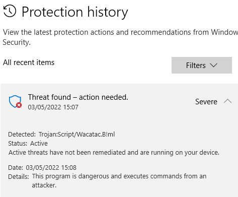 Windows Defender Won't Remove A Threat? - Microsoft Community