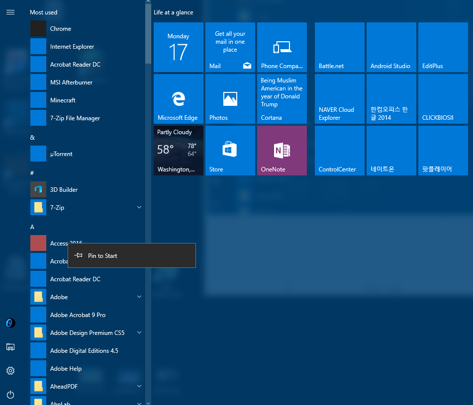 Start Menu is broken. (Windows 10, RS1 1607) - Microsoft Community