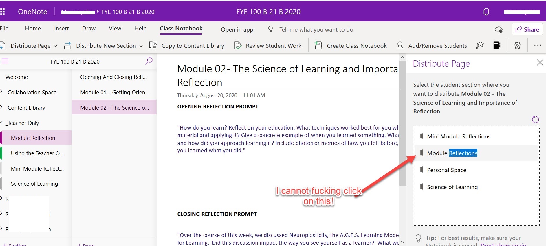 OneNote - Cannot Distribute Pages in ClassNotebook - Microsoft Community