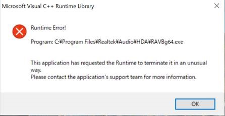 Windows 10 起動時 Runtime Error が出ます Ravbg64 Exe Microsoft コミュニティ