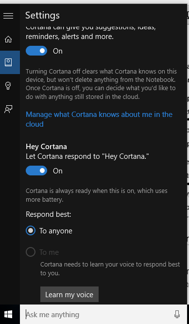 Pictorial Setting For Getting Cortana To Work In The United Kingdom 0920