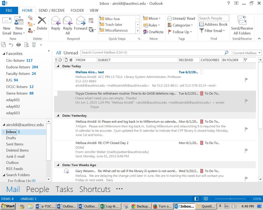 Turn on unread blue bar on left hand side of summary of email screen ...