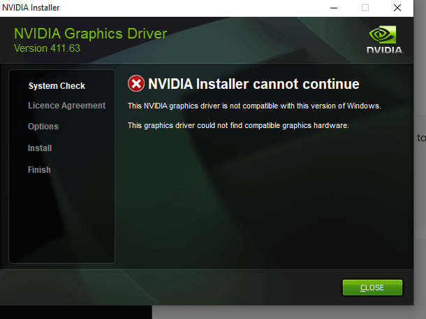 NVIDIA Drivers fail to install. Microsoft Community