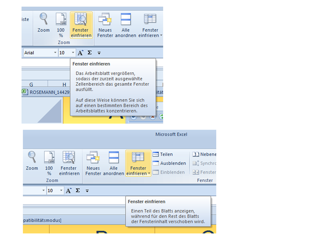 Excel Fenster einfrieren Microsoft Community