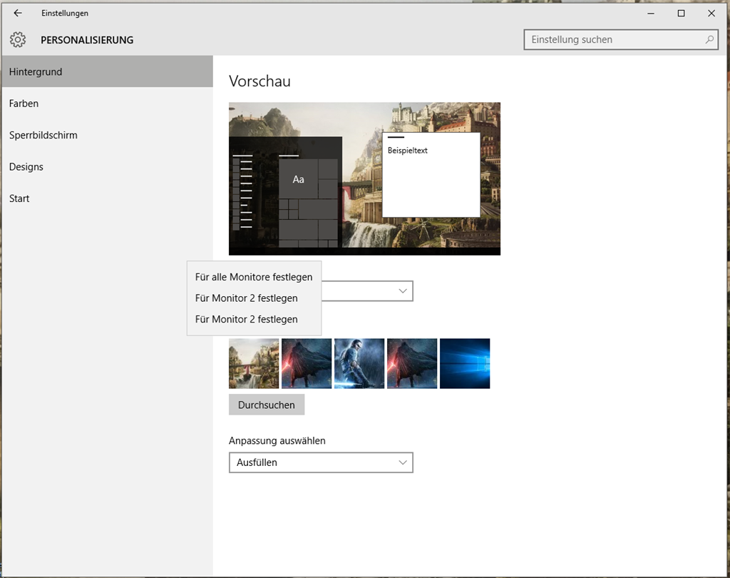 Unterschiedliche Hintergrundbilder für mehrere Monitore unter Windows 10  festlegen - Windows FAQ