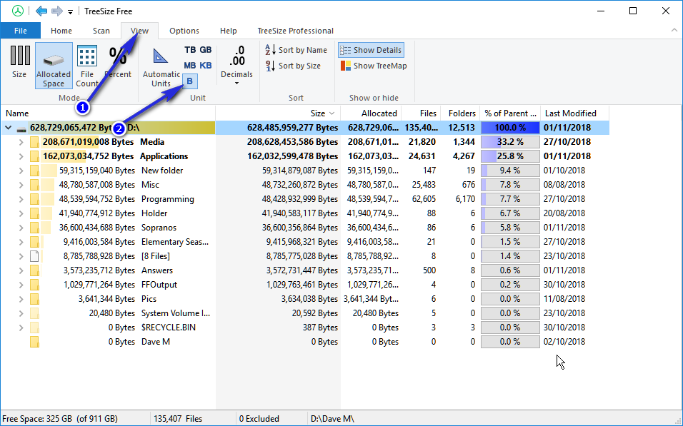 Windows explorer shop file size