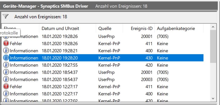 Synaptics smbus driver недостаточно свободных ресурсов для работы данного устройства код 12