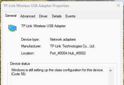 Windows is still setting up class configuration for this device code -  Microsoft Community