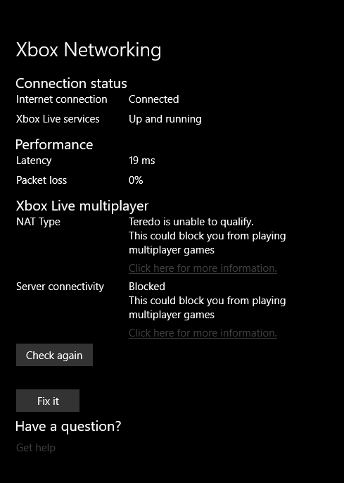 Ramkoers Lotsbestemming mobiel Server connection blocked for the xbox app on windows 10 - Microsoft  Community