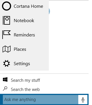 Cortana Preview unter Windows 10 Built 9926