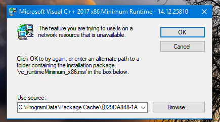Microsoft Visual C++ 2017 funktioniert nicht, lässt sich aber auch nicht deinstallieren