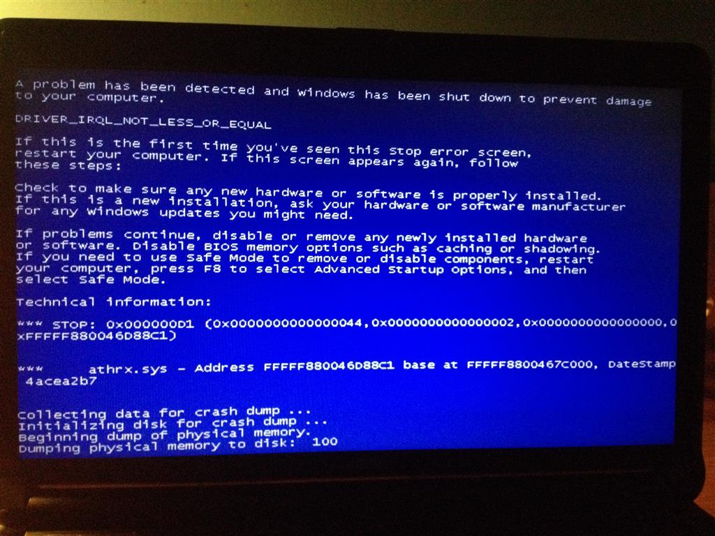 DRIVER_IRQL_NOT_LESS_OR_EQUAL (blue screen of death) - Microsoft Community