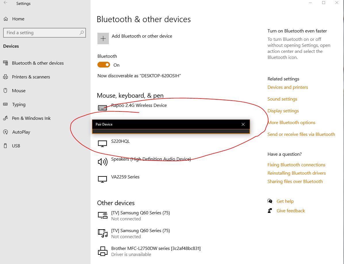 Tijdig Atticus Zelfrespect Bluetooth Pair a Device Pop-up Control is not showing up completely -  Microsoft Community