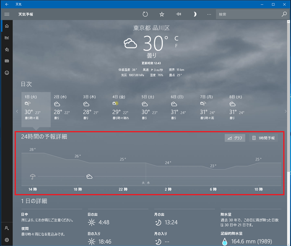 天気アプリ で 24時間の予報詳細 データが表示されない Microsoft コミュニティ