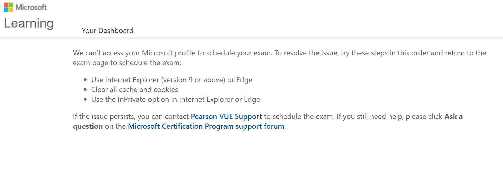 We Can’t Access Your Microsoft Profile To Schedule Your Exam ...