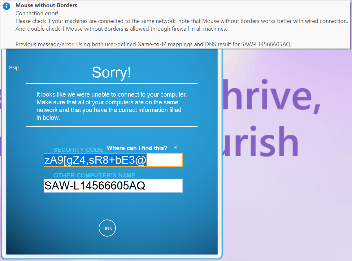 Connection error to SAW - Microsoft Community