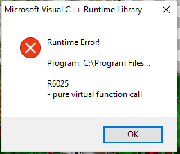 Windows 10 Runtime Error R6025 Microsoft Community