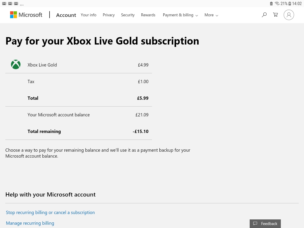 Help I cant buy gold due to a old subscription which is blocking me - Microsoft